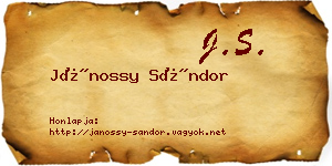 Jánossy Sándor névjegykártya